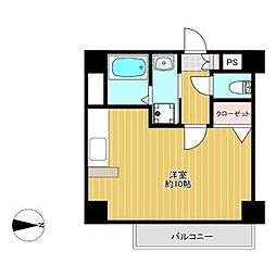 エルフ上杉 4階ワンルームの間取り
