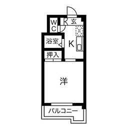 アルファ青山 4階1Kの間取り