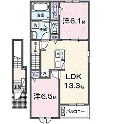 ブローテ 2階2LDKの間取り