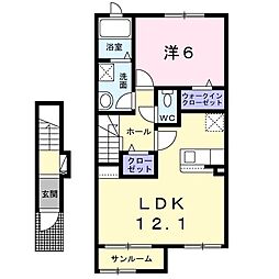 マハロＡ 2階1LDKの間取り