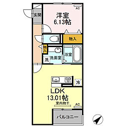 ル　ブレ 3階1LDKの間取り