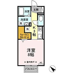 パプリカIII　A 2階1Kの間取り
