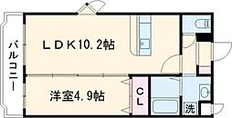 グリーンハウスII 1階1LDKの間取り