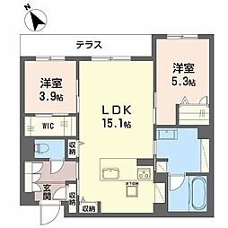 WithPlus天保山公園 1階2LDKの間取り