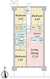トラープランド蒼麗館 1階3LDKの間取り
