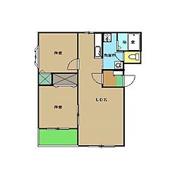 サンパティーク寿II 2階2LDKの間取り