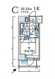 LEXE 横濱関内 2階1Kの間取り