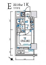 LEXE 横濱関内 2階1Kの間取り
