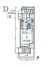 LEXE 横濱関内 3階1Kの間取り