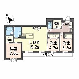 WithPlus天保山公園 2階3LDKの間取り