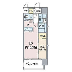 Thames garden place 10階1LDKの間取り