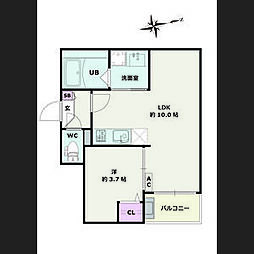 Jack funamachiII 3階1LDKの間取り