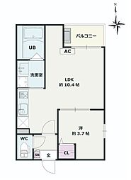 Jack tayaII 1階1LDKの間取り