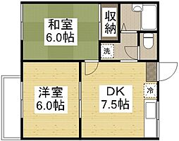 レジデンス乙多見 2DKの間取図画像