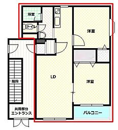 スワンプロムナード　I 2階2LDKの間取り