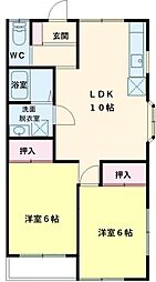 やすらぎ 2階2LDKの間取り