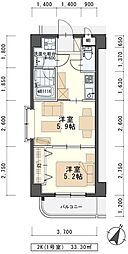 しゃとれ東勝山 3階2Kの間取り