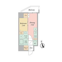 セレニテ日本橋エクラ 12階1DKの間取り