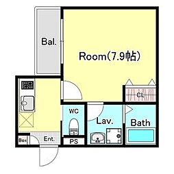 ジーメゾンヒルズ五井中央西 2階1Kの間取り