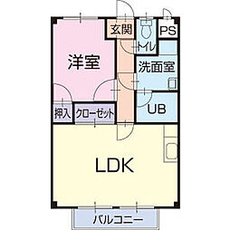 サープラスちくまの 2階1LDKの間取り