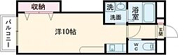 JR鹿児島本線 上熊本駅 徒歩11分の賃貸マンション 4階ワンルームの間取り
