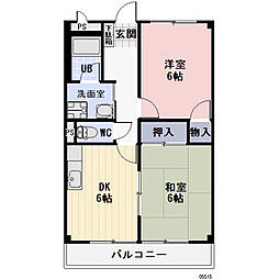 Limpia城南 3階2DKの間取り