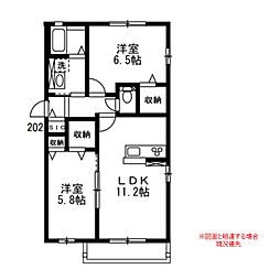 SAKURA TERRACE 1st 2階2LDKの間取り