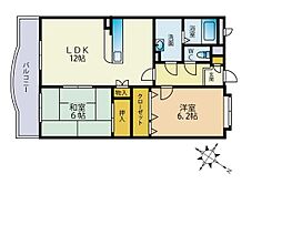 サンパティーク菜の花 3階2LDKの間取り