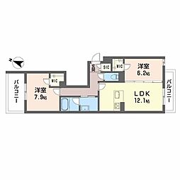 シャーメゾン　フェアリーステージ 3階2LDKの間取り