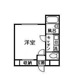 ジュピター1 1階1Kの間取り