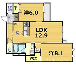 近鉄京都線 近鉄丹波橋駅 徒歩15分の賃貸アパート 1階2LDKの間取り