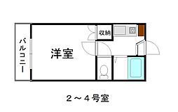 パレス21 1階1Kの間取り