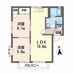 アークヒルズ 1階2LDKの間取り
