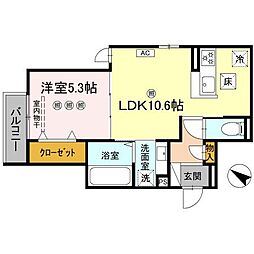 campanella江波二本松 1階1LDKの間取り