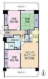 ネオハイツ桜井A棟 212 2階3LDKの間取り