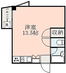 熊本電気鉄道 黒髪町駅 徒歩16分の賃貸マンション 5階ワンルームの間取り