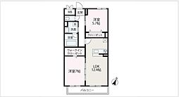 Ｃｉｅｌ　ｂｌｅｕ 2階2LDKの間取り