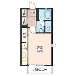 東武小泉線 西小泉駅 徒歩27分の賃貸アパート 2階1Kの間取り