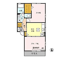 マイドリーム 1階2DKの間取り