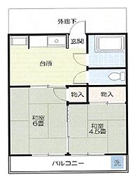 ハイコーポニシカワ 2DKの間取図画像