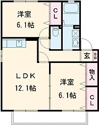 ブリエ21 2階2LDKの間取り