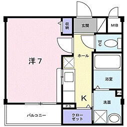グランツ築地 1Kの間取図画像