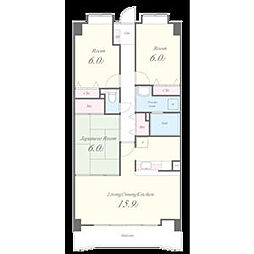 リーフマンション グロリアス 2階3LDKの間取り