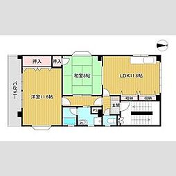 第3熊内コーポラス 3階2LDKの間取り