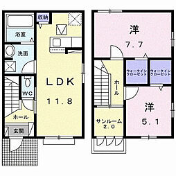 ウィンディ大村 1階2LDKの間取り