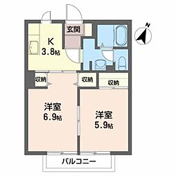 グランバリエ自由ヶ丘 1階2Kの間取り