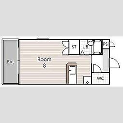 マンション白 4階ワンルームの間取り