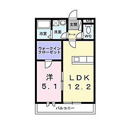 アザレア伊万里III 2階1LDKの間取り