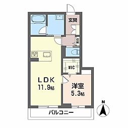 シャーメゾン　セルディーナ 2階1LDKの間取り