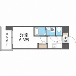 エスリードレジデンス大阪福島シティウエスト 9階1Kの間取り